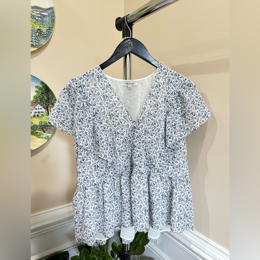 Madewell Georgette Ruffle Sleeve Top View 2